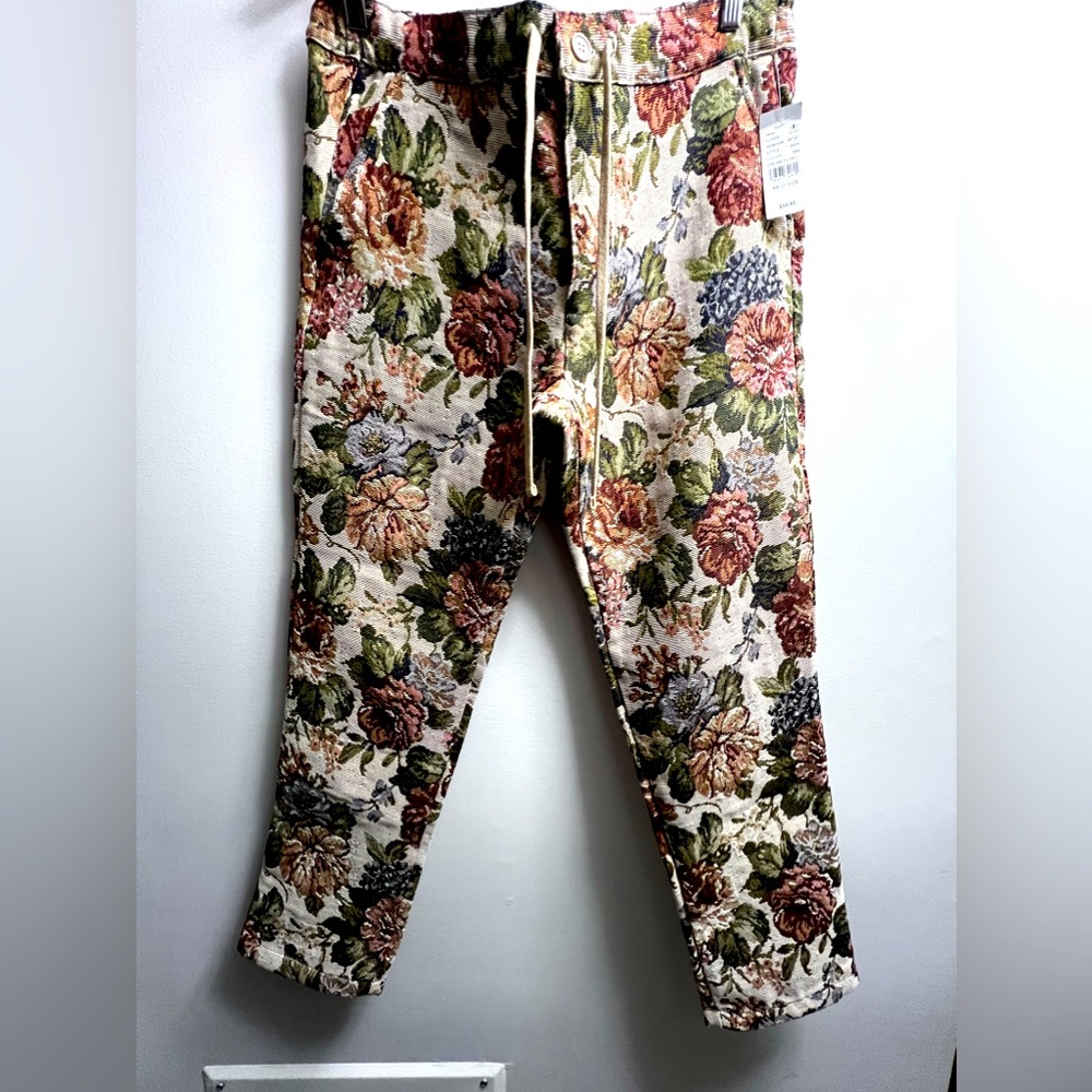 PacSun Canvas Floral Printed Slim Trousers Med 32-33